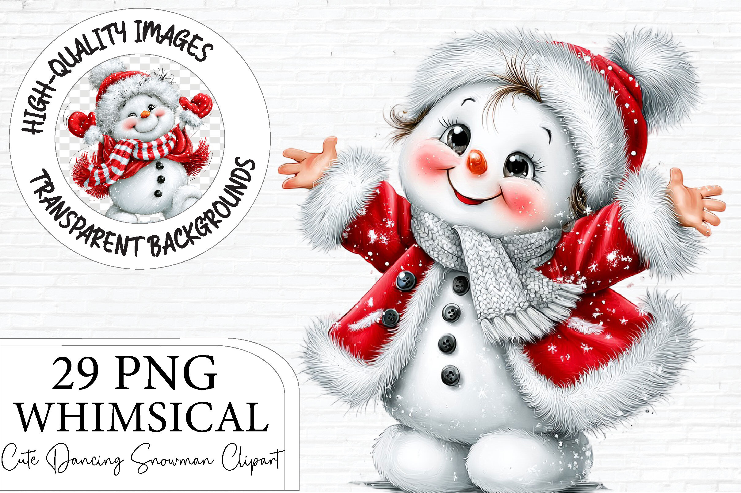 Whimsical Dancing Snowman PNG Bundle