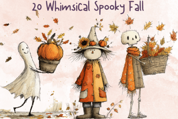 Whimsical Spooky Fall Clipart Bundle