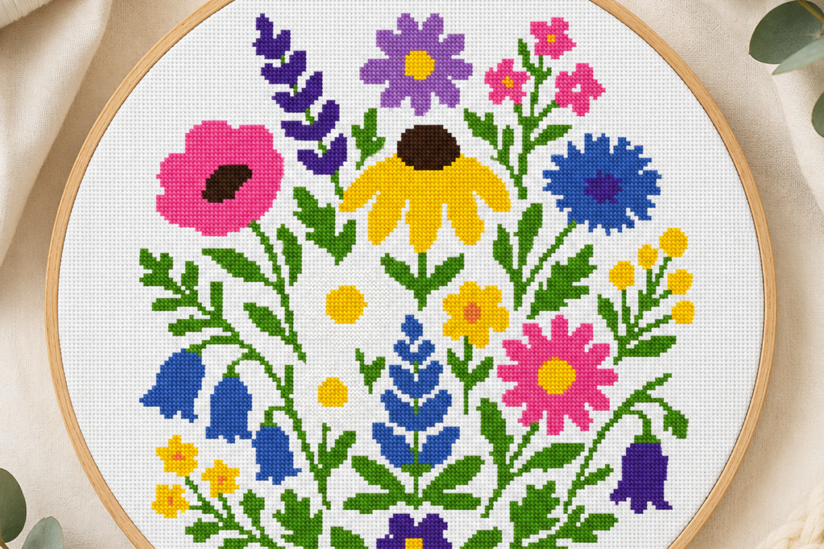 Wildflower Meadow Bouquet Cross Stitch