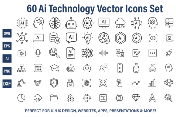 AI Technology Icons Vector Set