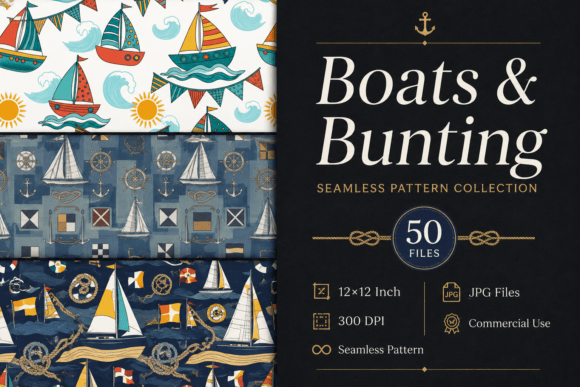 Boats & Bunting Seamless Pattern Collection