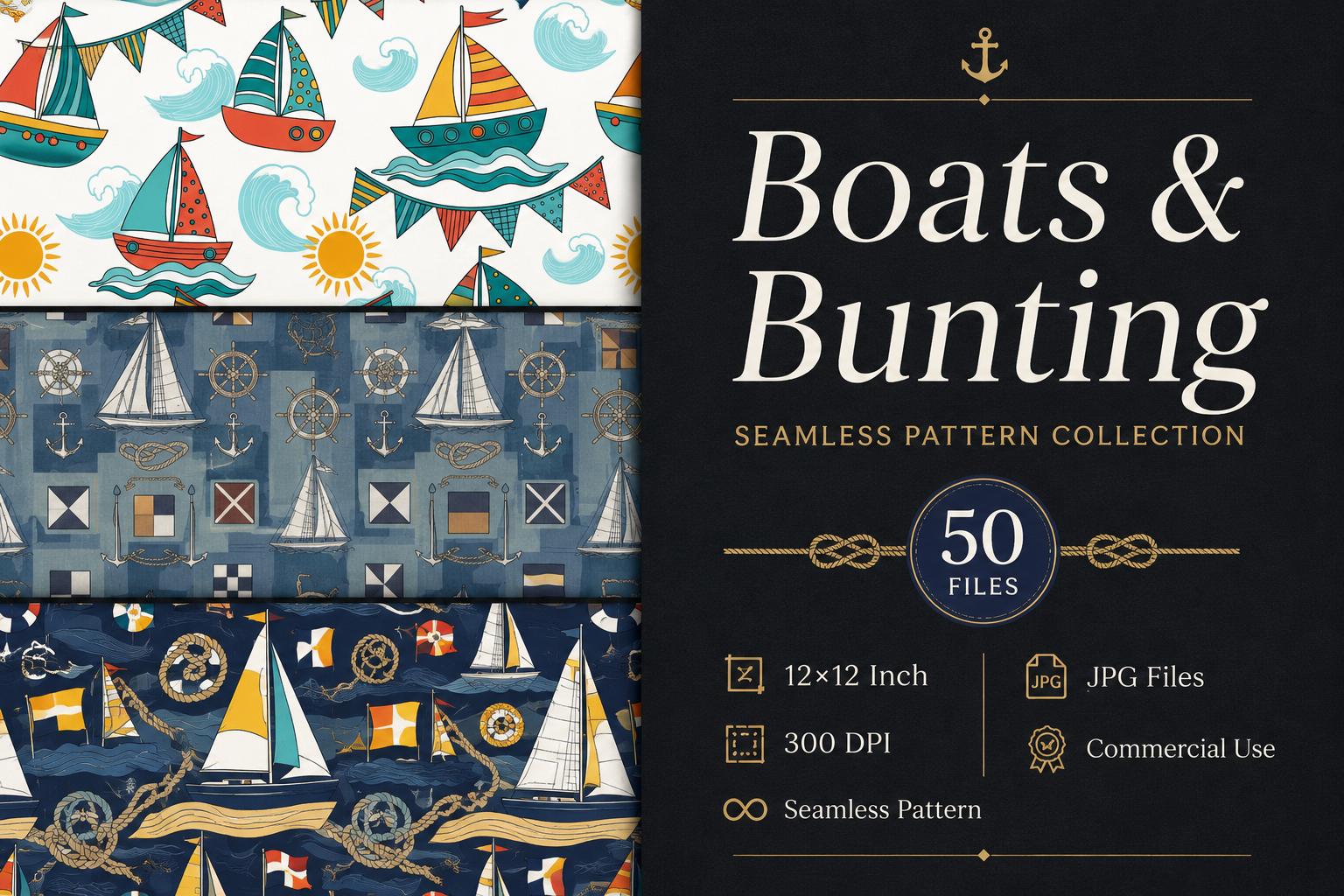Boats & Bunting Seamless Pattern Collection