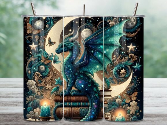 Celestial Blue Book Dragon Tumbler Wrap