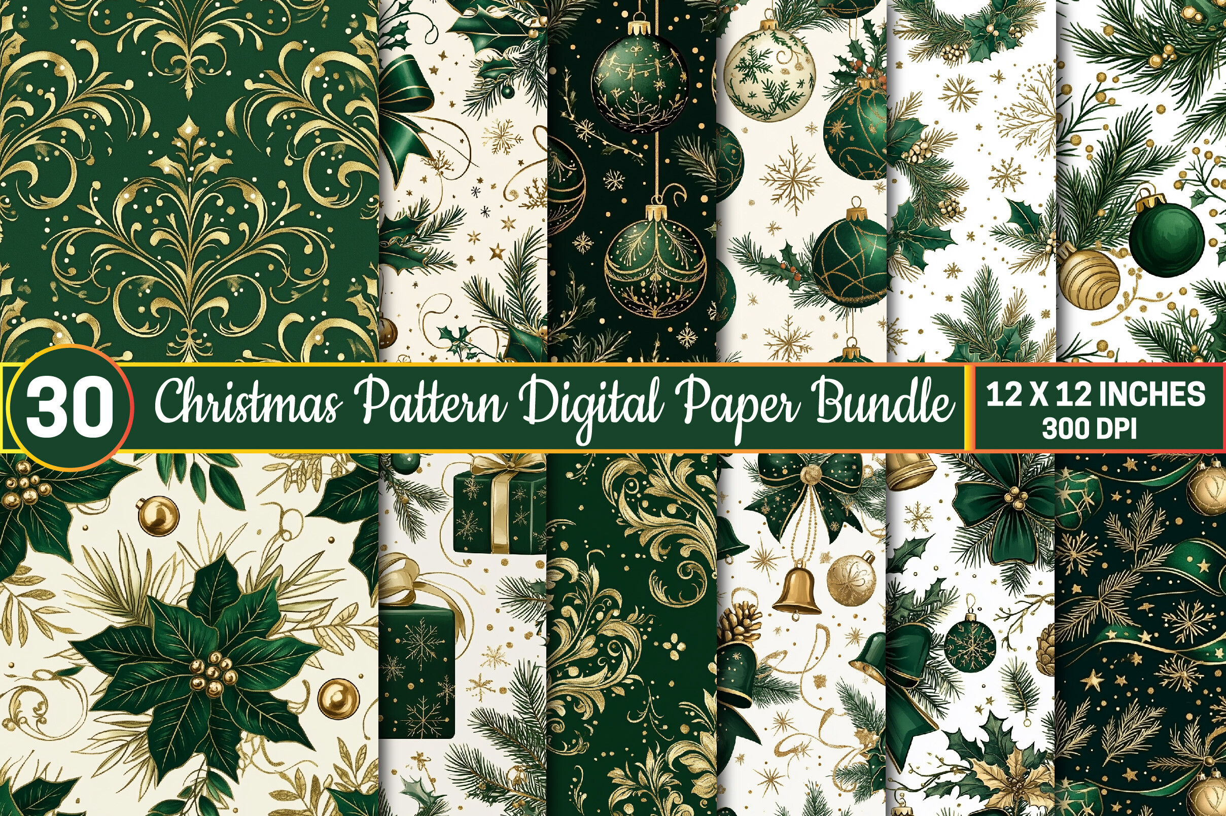 Christmas Pattern Digital Paper Bundle