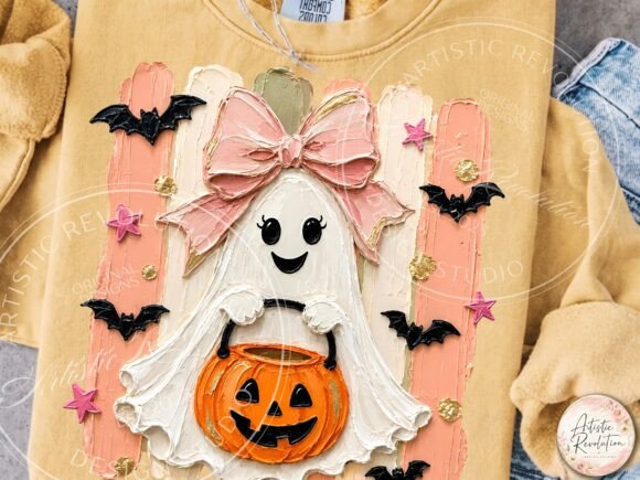 Coquette Ghost Halloween PNG Brushstroke