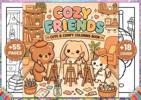 Cozy Friends Cute & Comfy Coloring Pages