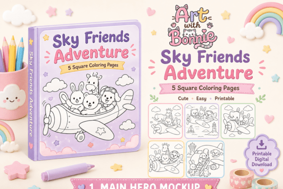Cute Animal Airplane Coloring Page Pack