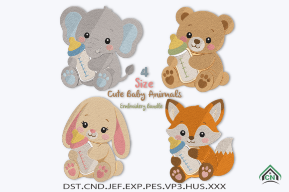 Cute Baby Animals Embroidery Bundle