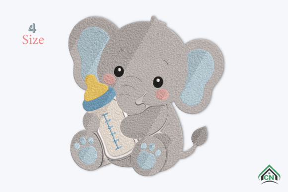 Cute Baby Elephant Embroidery Design
