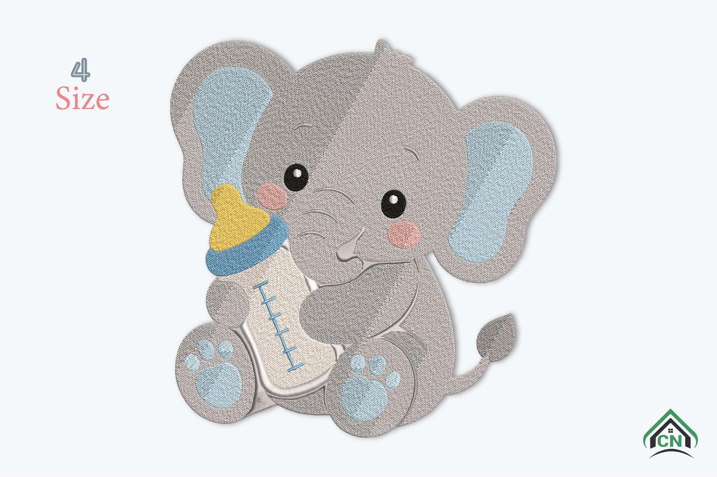 Cute Baby Elephant Embroidery Design