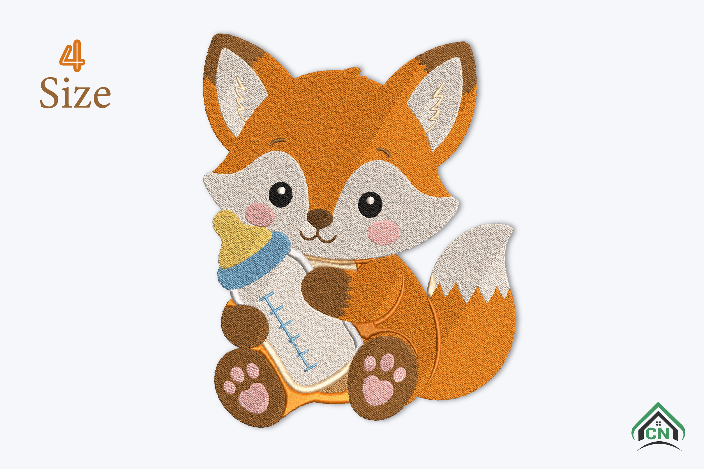 Cute Baby Fox Embroidery Design