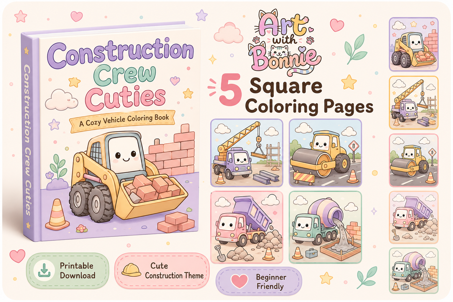 Cute Construction Vehicle Coloring Pages