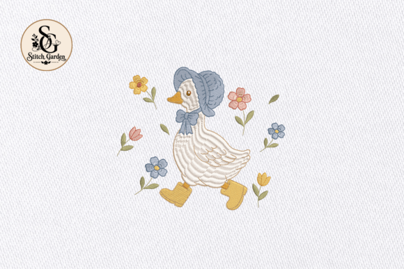 Cute Goose with Boots Embroidery