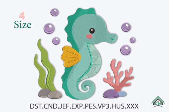 Cute Seahorse Embroidery Design