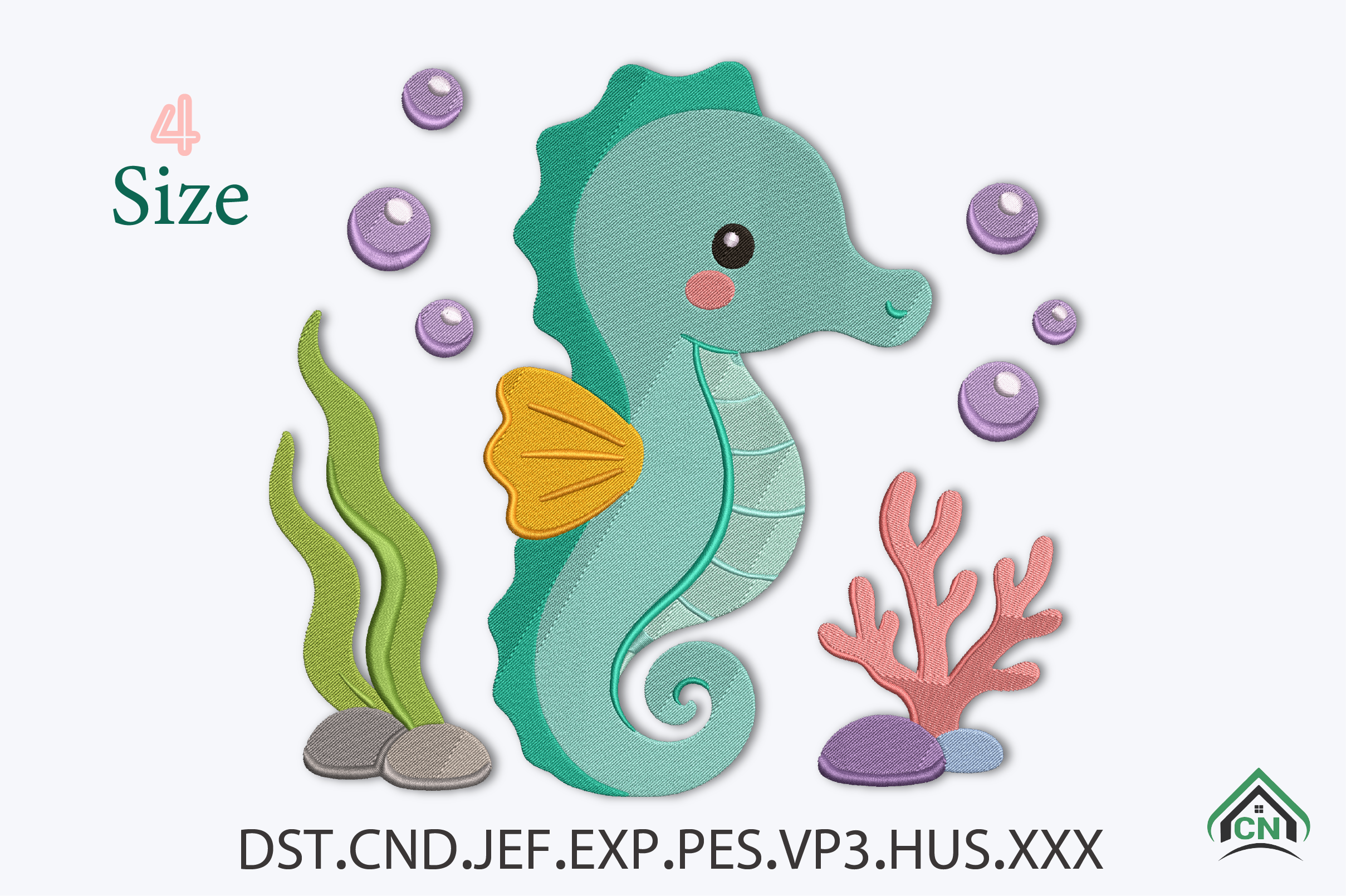Cute Seahorse Embroidery Design