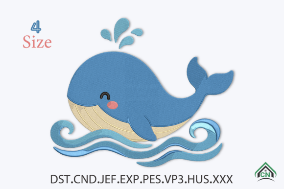 Cute Whale Embroidery Design