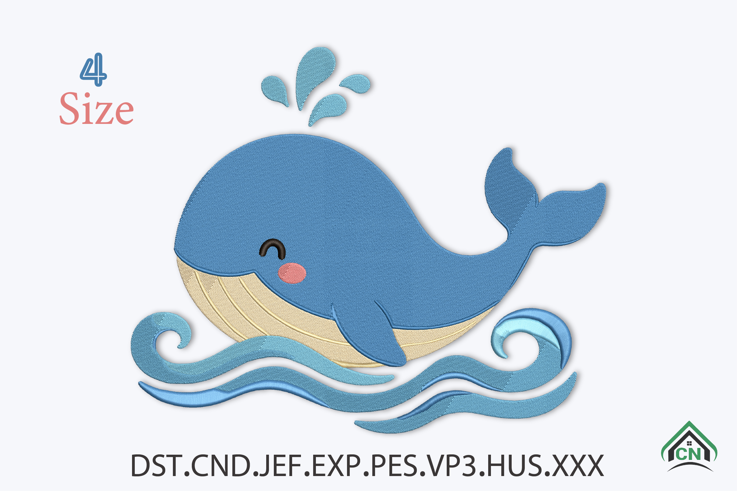 Cute Whale Embroidery Design
