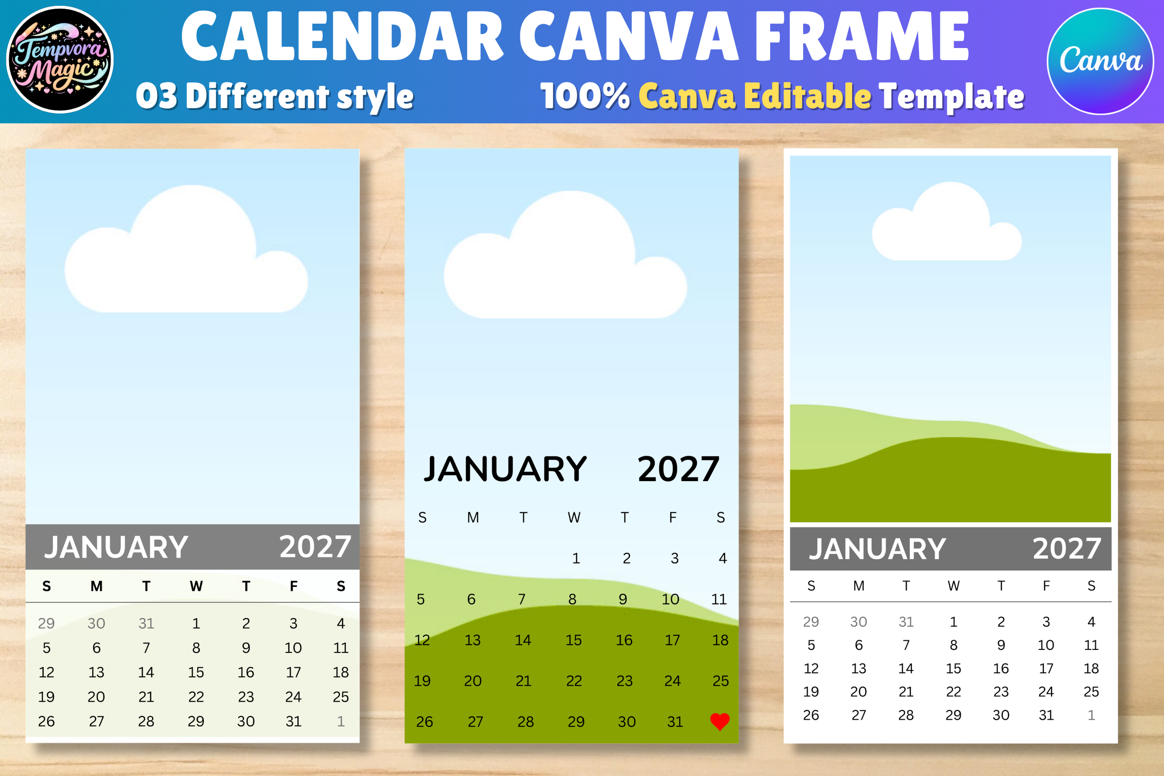 Editable Calendar Canva Template