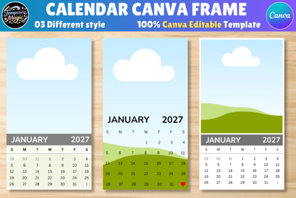 Editable Calendar Canva Template Graphic Print Templates By Tempvora Magic
