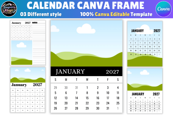 Editable Calendar Canva Template