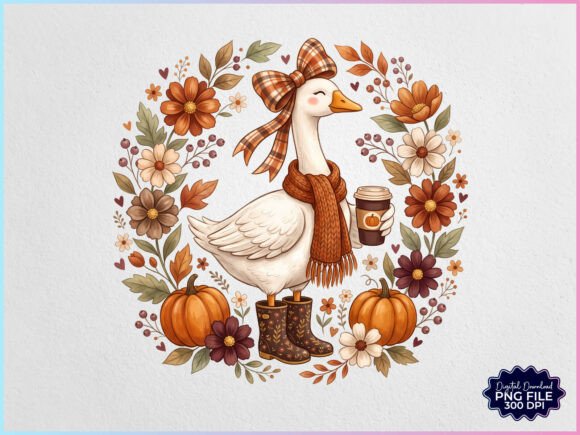 Fall Autumn Goose Coffee PNG