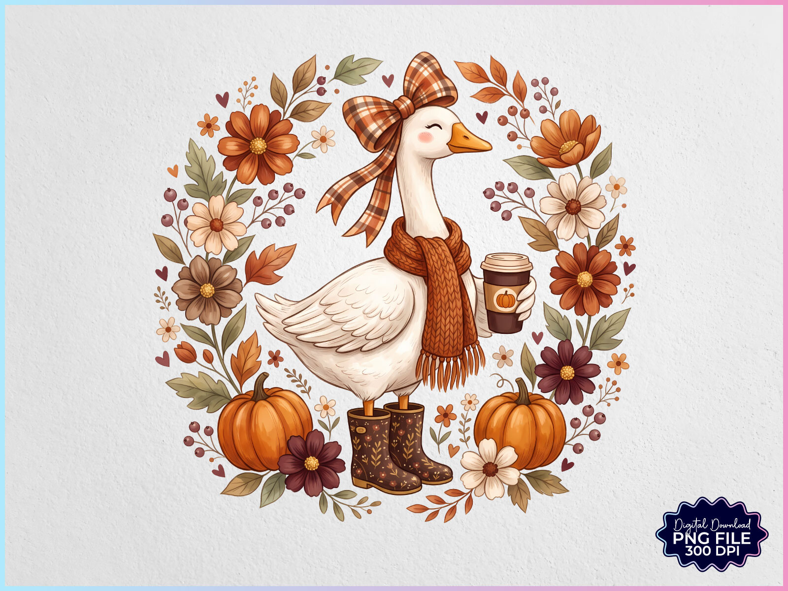 Fall Autumn Goose Coffee PNG