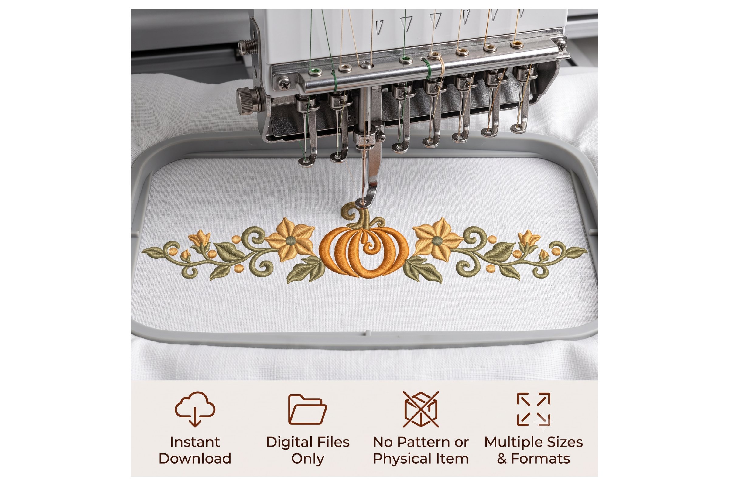 Fall Pumpkin Floral Border