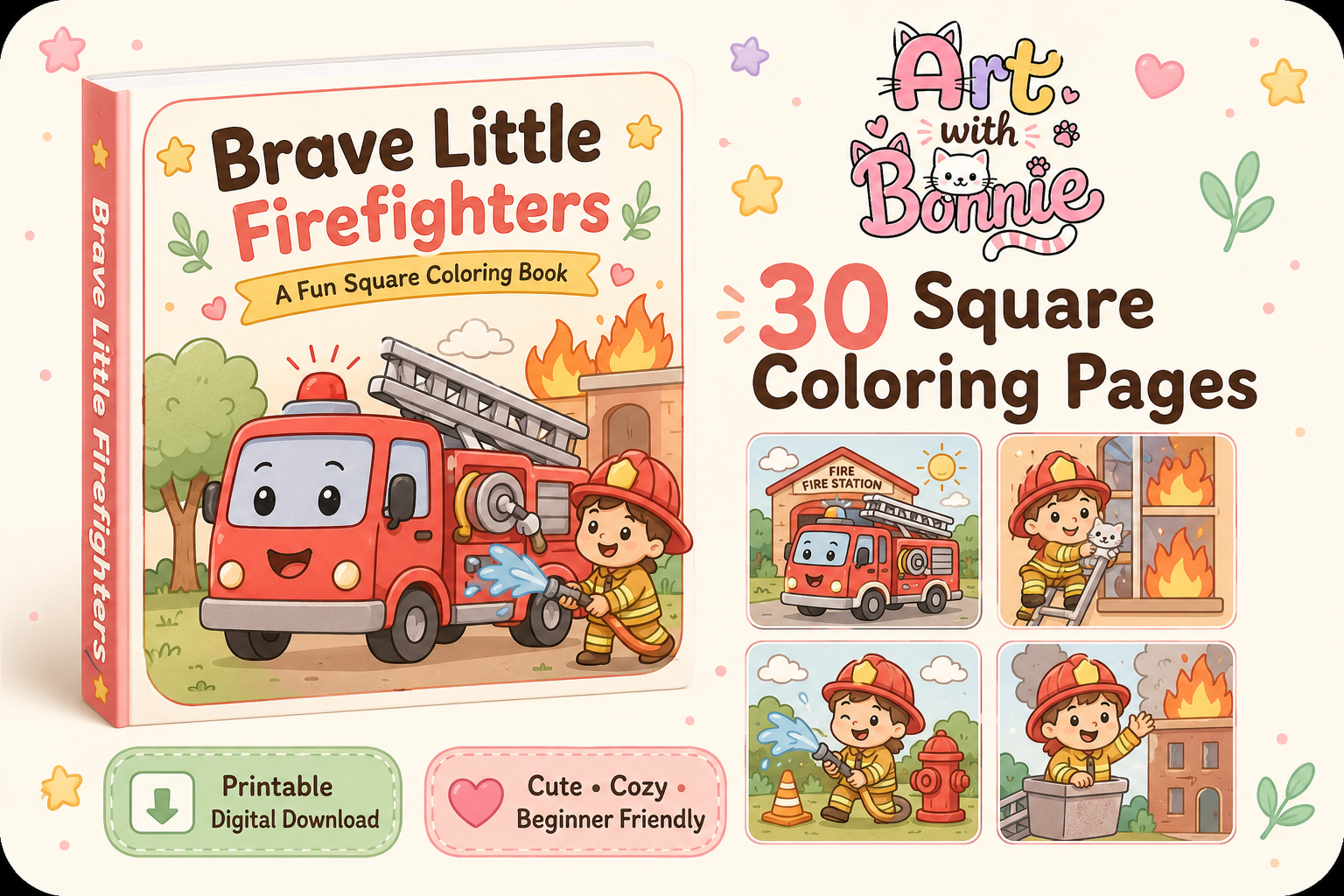 Firefighter Friends Coloring Page Pack