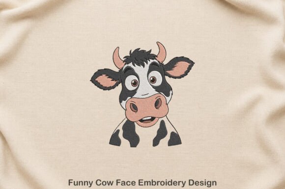Funny Cow Face Embroidery Design