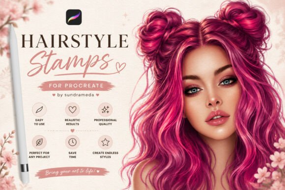 Hairstyle Stamp Brushes Procreate