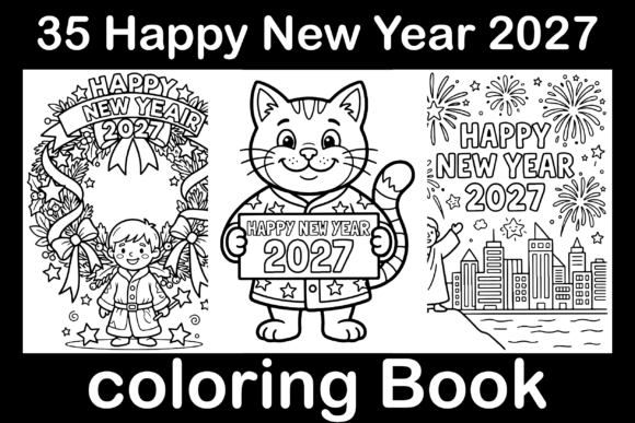 Happy New Year 2027 Coloring Book