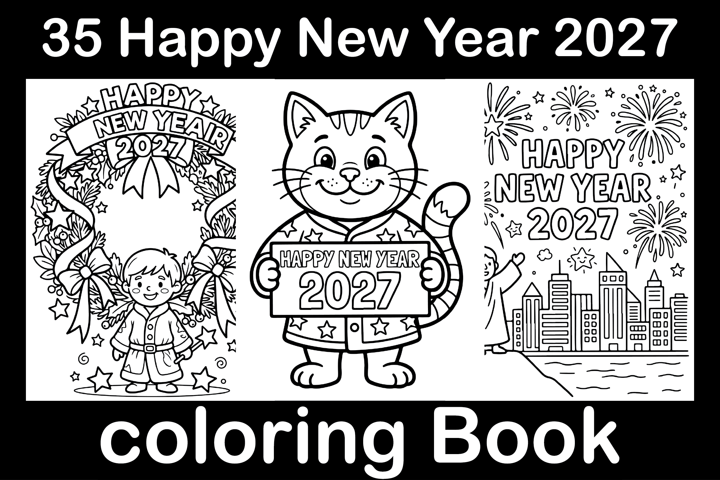 Happy New Year 2027 Coloring Book