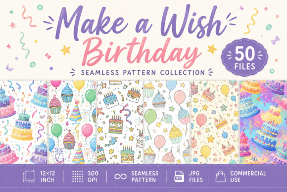 Make a Wish Birthday Seamless Pattern Collection