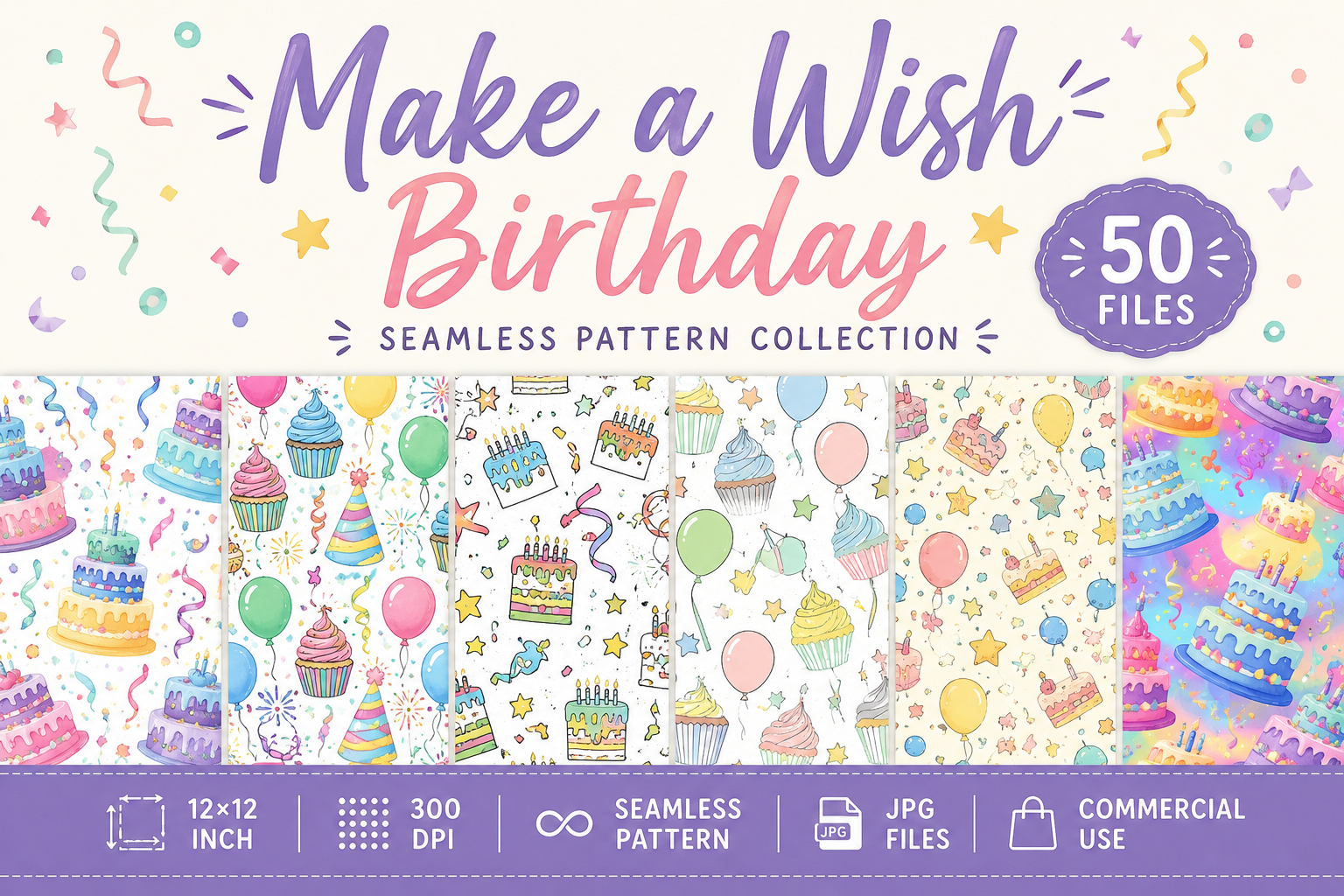 Make a Wish Birthday Seamless Pattern Collection
