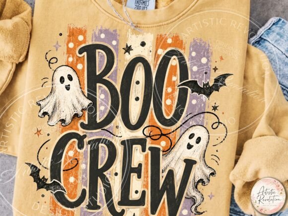 Retro Halloween Ghost PNG Boo Crew PNG