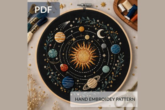 Solar System Embroidery Pattern PDF