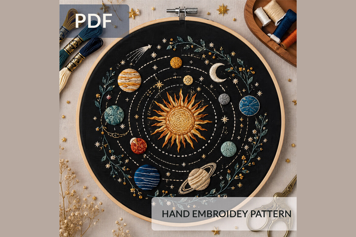 Solar System Embroidery Pattern PDF