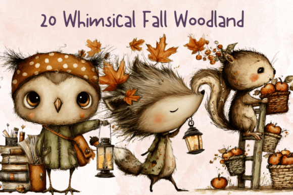 Whimsical Fall Woodland Clipart Bundle