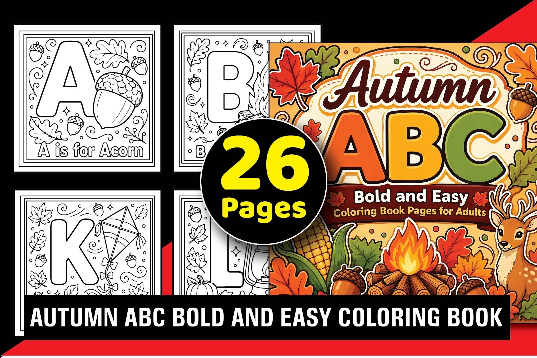 Autumn ABC Bold Easy Coloring Book