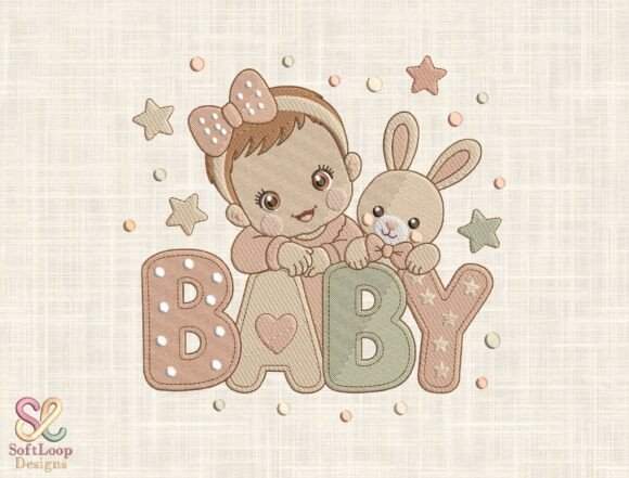 Baby Girl Bunny Embroidery Design