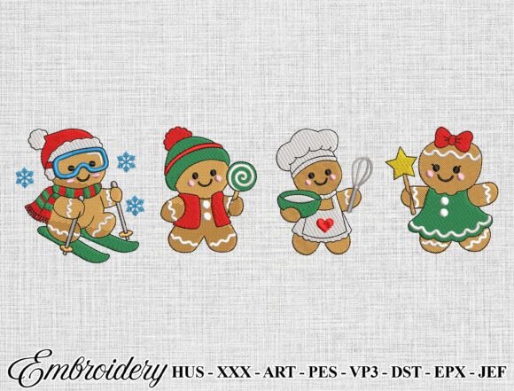 Christmas Gingerbread Embroidery Design