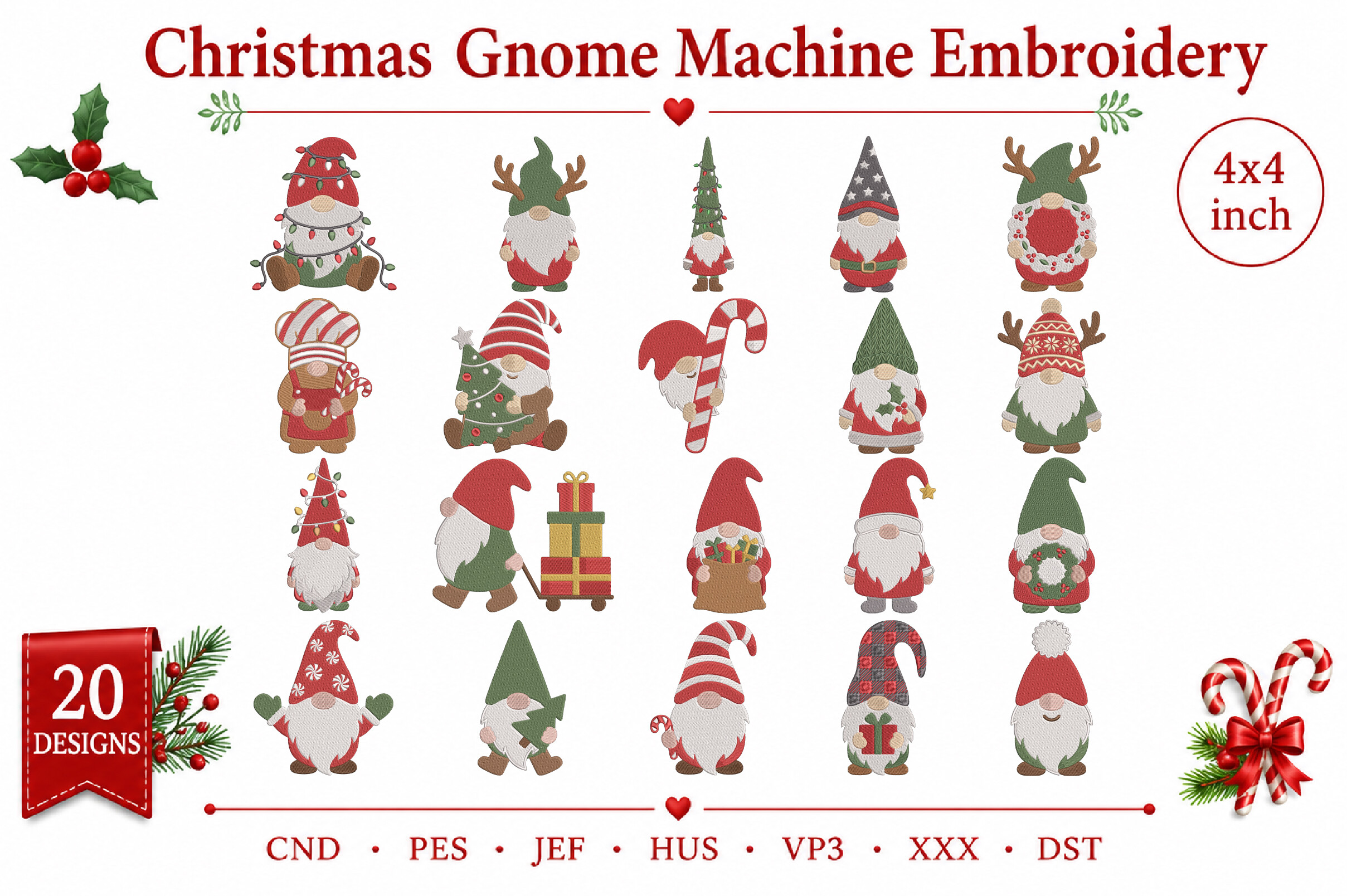 Christmas Gnome Machine Embroidery