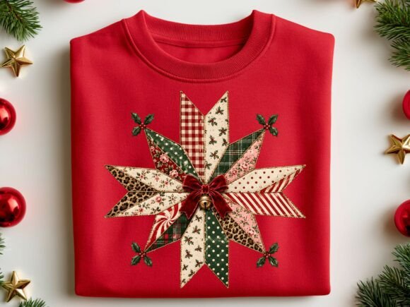 Christmas Quilt Star PNG Design