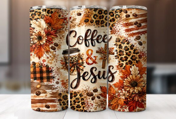Coffee and Jesus Autumn 20oz Tumbler PNG