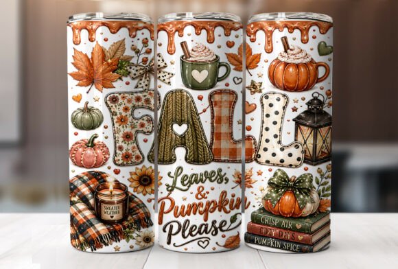 Cozy Autumn Fall Tumbler Wrap PNG Design