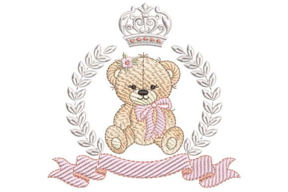 Crowned Teddy Bear Embroidery