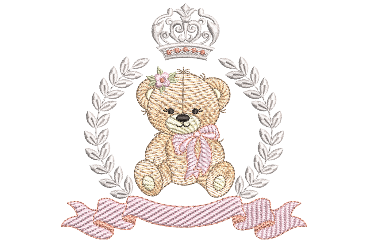Crowned Teddy Bear Embroidery