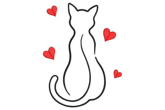 Cute Cat Embroidery Design