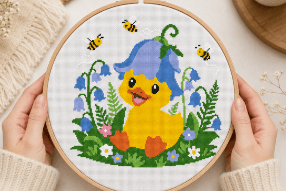 Cute Duckling Bluebell Cross Stitch