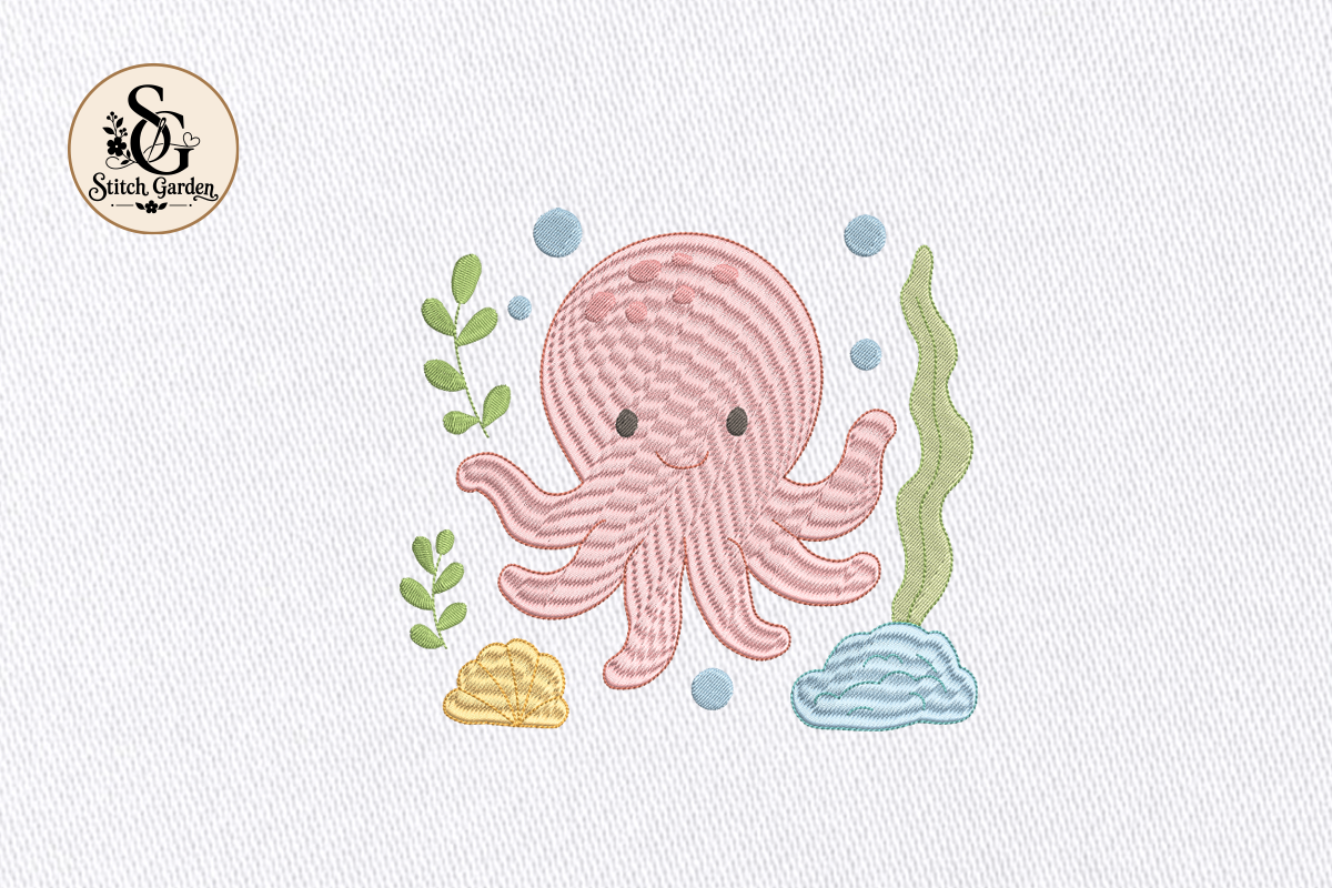 Cute Octopus Embroidery Design